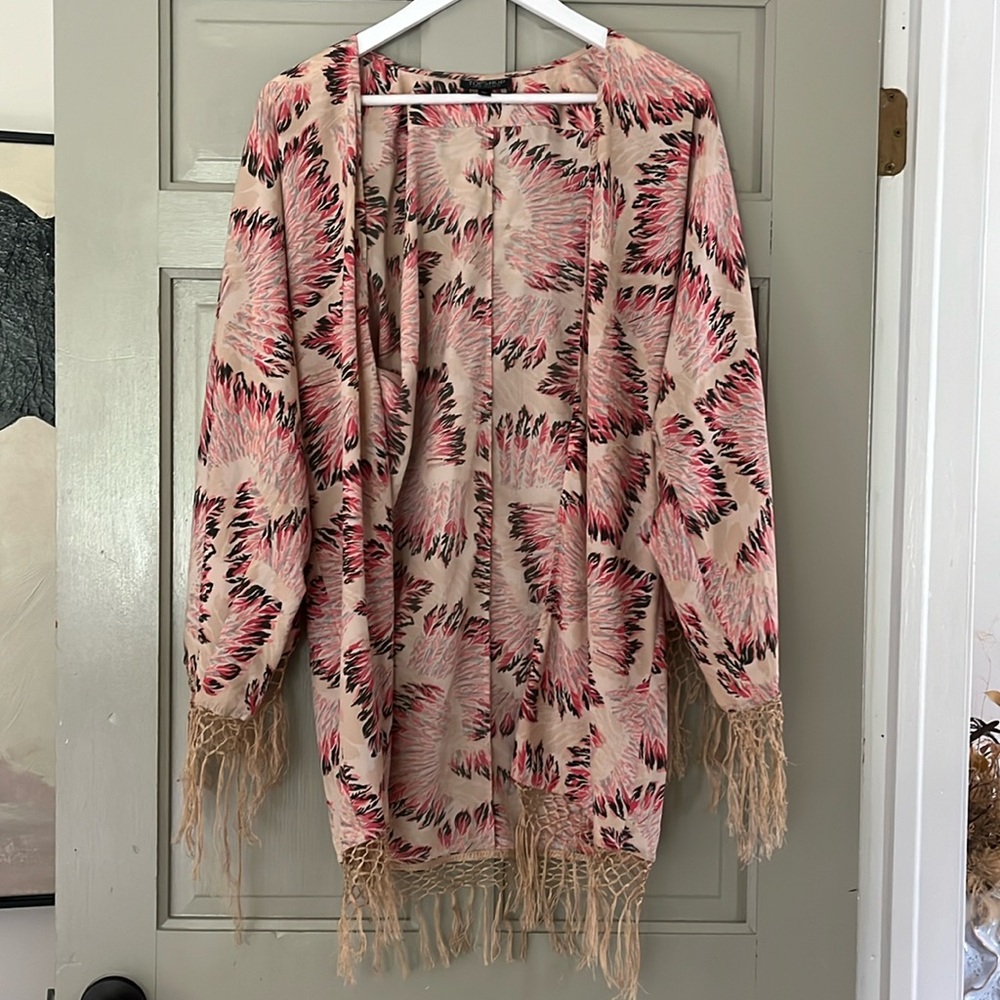 Topshop printed pink kimono size small
